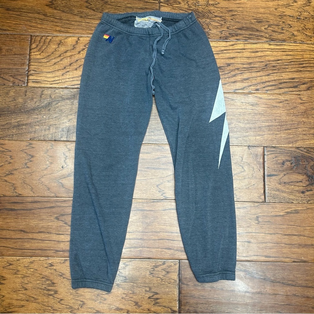 Aviator Nation Gray metallic bolt sweatpants‎